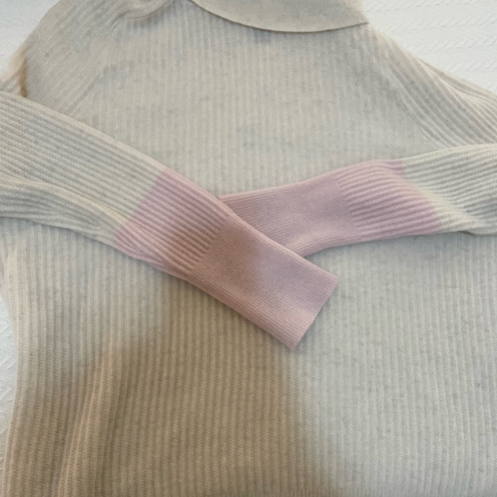 Colorblock Cashmere Women's Cream and Pink Sweater